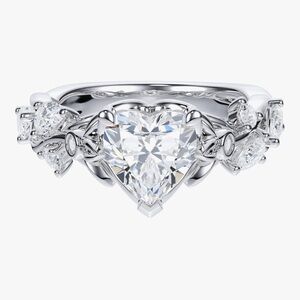 THELANDA Sterling Silver Genuine Moissanite 1.2 CT Heart Shape Ring Size 6.5